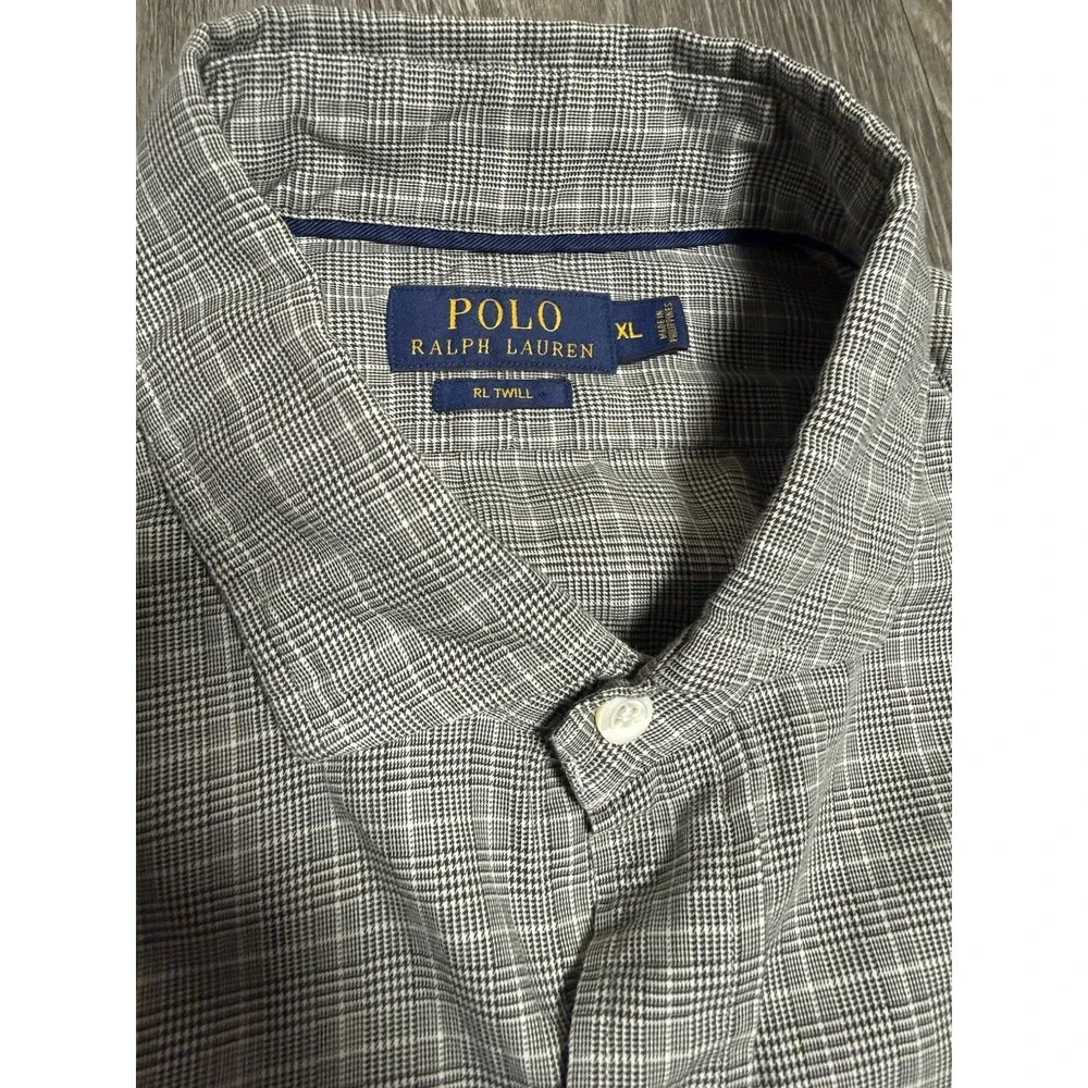 Polo‎ Ralph Lauren RL Twill Button Down Shirt Men XL Gray Plaid Cotton